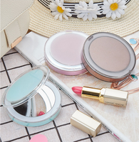 Miroir de poche rond en plastique avec éclairage LED, double face, grossissement 1X/3X, pliable, miroir cosmétique compact