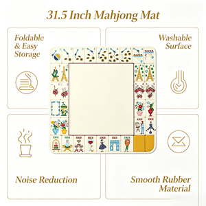 <b>Foldable</b> Washable Luxury 31.5 Inch Square Mahjong Mat Rubber <b>Game</b> <b>Table</b> Cover for 4 Players Home Party - Product Image 2