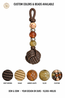 Pendentif tressé fait main avec perles en bois et breloque en agate 73x22mm, accessoire de sac, décoration de lacet