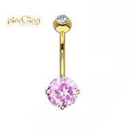 Piercing histoires 14K 18K or massif rond CZ pierres ventre bas anneau nombril cloche bouton anneaux Piercing bijoux