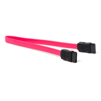 Kabel Data Serial SATA 3.0 SSD 7P-7P Kepala Lurus Selubung PVC Magnetik 0.5m Konduktor CCA Pipih Merah Komputer