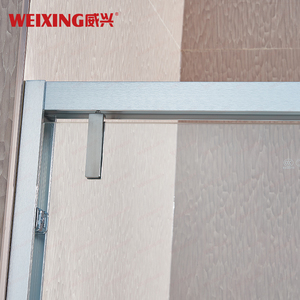 Porte de douche coulissante <span class=keywords><strong>double</strong></span> en <span class=keywords><strong>verre</strong></span> trempé encadrée d'un <span class=keywords><strong>cadre</strong></span> en alliage d'aluminium de 8 mm, installation facile - Product Image 3
