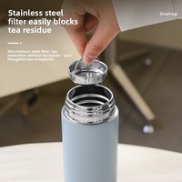Thermos intelligent en acier inoxydable 304 avec affichage de la température, 500 ml, isolation sous vide, bouteille avec infuseur à thé, maintien thermique de 6 à 12 heures
