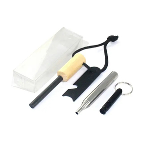 <span class=keywords><strong>Flintstone</strong></span> 7 in 1 Survival Camping Survival Tactical Gear Fire Starter con manico in legno - Product Image 1