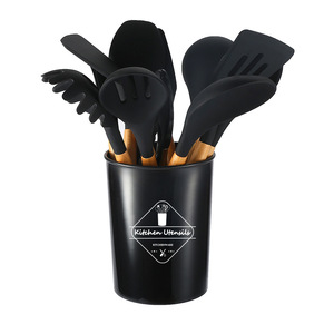 Juego de Utensilios de Cocina de Silicona con Mango de Madera, 11 Piezas, Antiadherentes, con Cubo de Almacenamiento - Product Image 4
