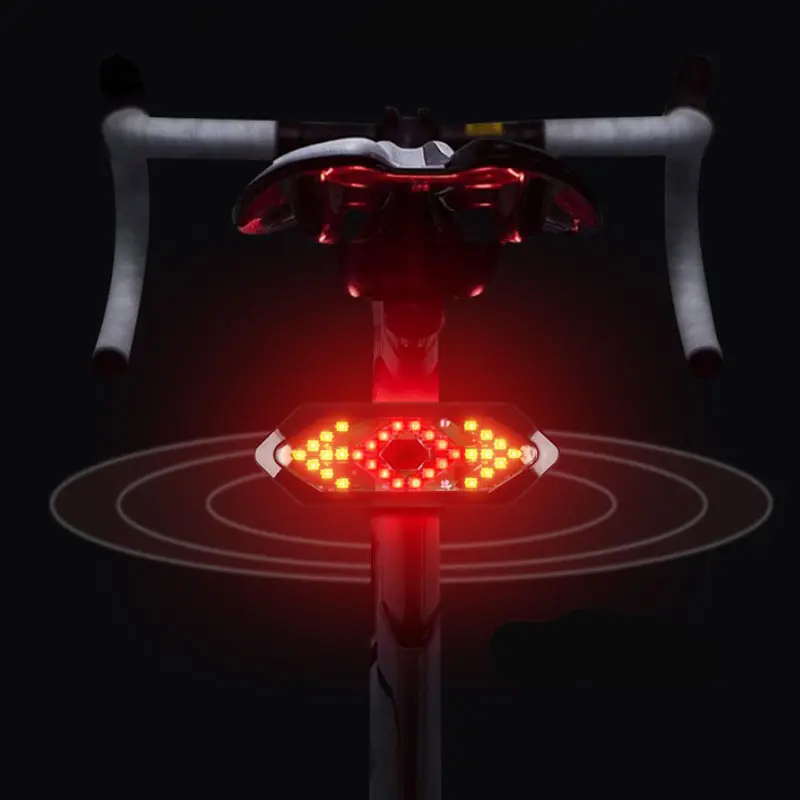 Luz traseira para bicicleta led de assento, luz posterior de led recarregável por usb com buzina e seta