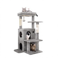 Structure d'escalade pour chat à 3 niveaux transfrontalière avec lit intégré et plateforme de saut, poteaux à gratter en sisal, pour usage intérieur, vente en gros et export