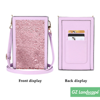 Petites pochettes à bandoulière en cuir PU souple essentielles pour femmes portefeuille de téléphone paillettes brillantes sac de téléphone portable bling