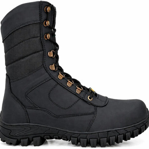 Bottes en cuir véritable noires à haute tige pour hommes, mode décontractée, à lacets, pour la marche en plein air, semelle antidérapante durable, confortables - Product Image 6