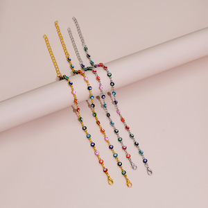 Turkish <b>Evil</b> <b>Eye</b> Colored Copper Bracelet And <b>Anklet</b> Fashion Round <b>Eye</b> Dripping Jewelry Unisex Gift 185cm 215cm Gold Silver - Product Image 1