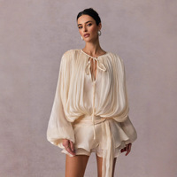 Motif solide élégant été deux pièces robe courte ensemble pour les femmes décontracté irrégulière Mini robe manches bouffantes jupe à volants plaine teint