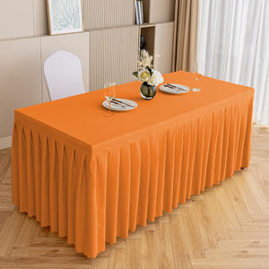 Jupe de Table de Conférence Rectangulaire, Nappe en Polyester Infroissable avec Volants et Bordure Anti-Poussière, pour Banquets et Mariages - Product Image 6