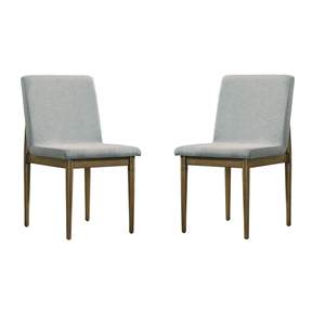 DB Natural Tone Frame Dining Room Furniture Light Gray Fabric Side <b>Chairs</b> Set of 2 <b>Upholstered</b> Seat <b>Chairs</b> - Product Image 6