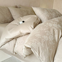 Ensemble de literie de luxe moderne en coton 100% premium 60S 200TC, motif floral jacquard gaufré, 4 pièces, housse de couette, taies d'oreiller