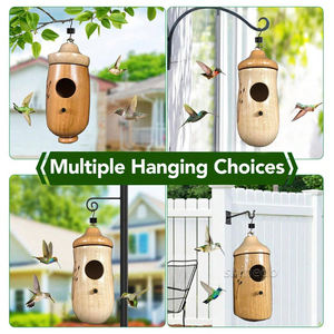 Jaula de madera creativa para pájaros colgante, casa de colibrí elegante para Wren Swallow Sparrow, Nido de Pájaro de jardín duradero - Product Image 2