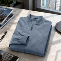 Veste zippée décontractée unie en daim-velours pour homme, style punk sportif, col montant, grande taille, extensible, pour hommes européens et américains