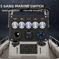 Panneau de commande tactile marin Abongl 5 modules, étanche IP65, 12V/24V, prise USB PD QC3.0, bouton-poussoir LED métallique, fusible