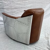 Spitfire Rétro Métal Aluminium Vintage Vieilli Cuir Tan 360 Pivotant Tomcat Chaise Aviateur
