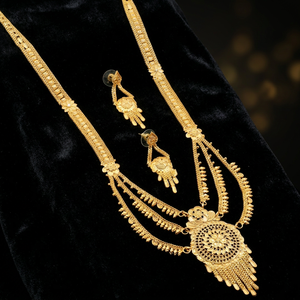 Wholesale 14K 18K 24K Micro Gold Rani Haar Necklaces Set Floral Design Indian Wedding Jewelry Set Fashion Brass Gold Jewelry Set - Product Image 2