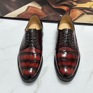 Zapatos Oxford de vestir formales con cordones y punta cuadrada para hombre, 100% cuero de cocodrilo, suela de goma, para todas las estaciones, para oficina. - Product Image 2