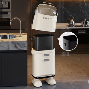 Creative Kitchen Tall Trash Can Rectangular Wheeled Large Capacity Indoor Use - Product Image 4