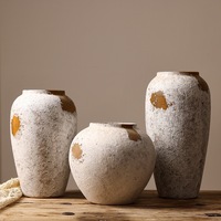 Set Vas Keramik Handmade RYLAVA Wabi Sabi, Vas Meja dengan Tekstur Distressed, Desain Modern, Ringan, Dekorasi Rumah, Cocok untuk Bunga Kering