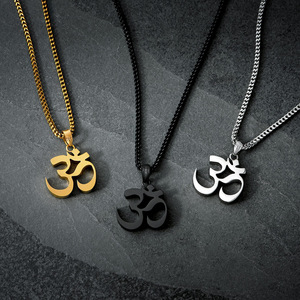 Collar con Colgante Clásico del Símbolo Budista OM para Hombres y Mujeres, Collar <span class=keywords><strong>de</strong></span> Acero Inoxidable con Sutra <span class=keywords><strong>de</strong></span> Yoga, Joyería <span class=keywords><strong>de</strong></span> Oración - Product Image 1