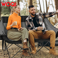 WOQI Chaise causeuse portable avec structure dorsale complète Porte-gobelet et sièges rembourrés plus frais pour l'extérieur