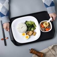 Assiette de Présentation Carrée en Mélamine Blanche de 10,5 Pouces avec Impression Personnalisée Motif Fleur Chinoise pour la Restauration en Gros