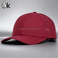 Gorro de Golf con agujero cortado con láser y logotipo personalizado, gorras impermeables ajustables bordadas con ala ligeramente curvada, gorra de béisbol de malla deportiva