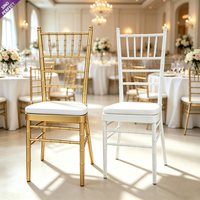 Chaise Chiavari empilable en métal doré pour événements, vente en gros OEM ODM