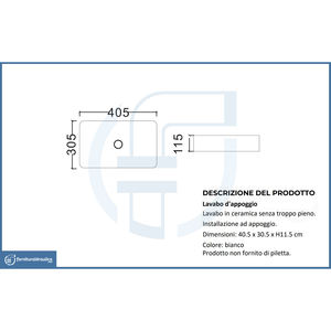 Lavabo de Encimera Moderno y Tradicional de 40.5x30.5cm, Lavabo de Porcelana con Aspecto de Mármol para Baños de Hoteles y Residenciales, Estilo Rústico - La49 - Product Image 2