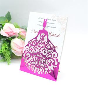 Invitations élégantes pour Quinceañera, <span class=keywords><strong>mariage</strong></span>, fête prénuptiale, découpées au laser, rose poudré - Product Image 6