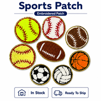 En stock : Écusson en chenille Gameday, badge de football et de volleyball, étiquette brodée de luxe à bordure scintillante pour vestes en jean, en gros