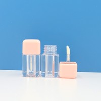 Nuevo diseño cuadrado grasa brillo de labios contenedores Rosa Blanco cosmético tinte de labios tubo 4ml brillo de labios tubos con varita