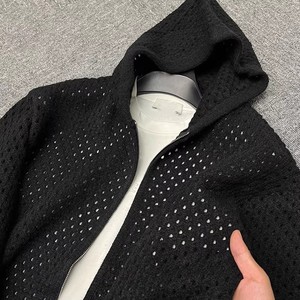 Cardigan <span class=keywords><strong>zippé</strong></span> décontracté pour <span class=keywords><strong>homme</strong></span> en <span class=keywords><strong>maille</strong></span> ajourée, respirant et léger, à manches longues - Product Image 5