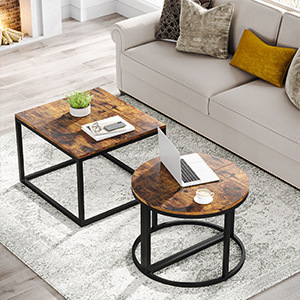 American-style minimalist steel and wood structure living room coffee <b>table</b> set, <b>sofa</b> side <b>table</b>, corner <b>table</b>, - Product Image 5