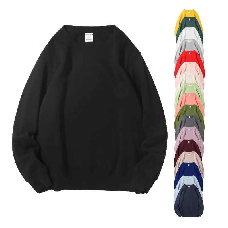 Kualitas Tinggi Bulu Sweatshirt Berat Unisex Pullover Sweater Logo Kustom Bordir Crewneck Sweatshirt