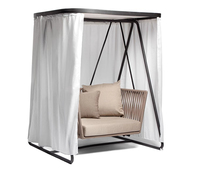 Fauteuil à bascule moderne en rotin à double panier suspendu, balançoire d'extérieur, chaise berceau nid d'oiseau pour cour, balcon, maison