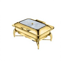 Équipement de Restauration Professionnel: Chafing Dishes 9L en Acier Inoxydable pour Cuisines Commerciales, Ensemble Buffet au Gaz pour Traiteur et Fêtes