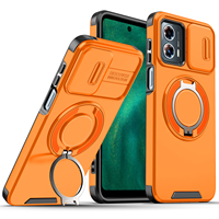 Coque robuste avec protection coulissante pour objectif d'appareil photo, béquille rotative et anneau magnétique pour Motorola G 5G 2023 – Étui rigide PC+TPU