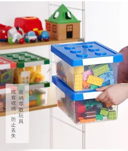 Blocos de construção de plástico, caixa de armazenamento transparente multifunções empilhável recipiente de armazenamento le go brinquedo diy caixa de quebra-cabeça