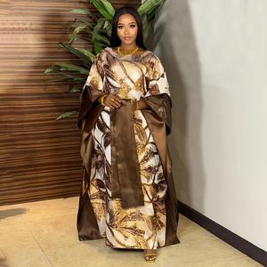 Nueva Moda Africana de alta calidad Rich <span class=keywords><strong>Mama</strong></span> Boubou Floral Material vestido conjunto con bufanda dos piezas vestidos conjuntos para mujeres K1061 - Product Image 5