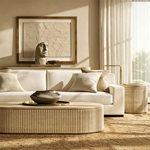 Canapé moderne deux places en lin blanc, avec accoudoirs carrés, assise profonde et rembourrage en duvet, mobilier de salon écologique - Product Image 5