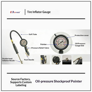 U-NAI 9604A-DL เครื่องวัดความดันยาง 0-160PSI ความแม่นยำ 2.5% ป้องกันการเสื่อมสภาพ ท่อหนาป้องกันการระเบิด เครื่องวัดแบบเข็มสำหรับรถยนต์ - Product Image 2