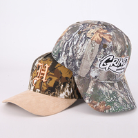 Topi Baseball Kamuflase Berkualitas Tinggi Model High Crown 5 Panel Terstruktur, Topi Camo Olahraga Luar Ruangan, Logo Custom