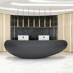 Mostrador de Caja Minimalista de FRP para Uso Comercial Q067 con Estantes LED Integrados, Mostrador de Recepción para Tiendas Minoristas, Clínicas, Áreas de Espera - Product Image 5