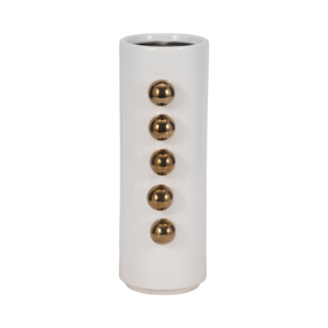 Vaso in ceramica con dettagli dorati a forma di cilindro alto per decorare il soggiorno e l'arredamento della casa - Product Image 4