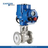 Vanne à boisseau sphérique électrique en acier inoxydable moulé avec joint souple PTFE/F46/PFA, résistance à la corrosion, zéro fuite, API/ANSI OEM