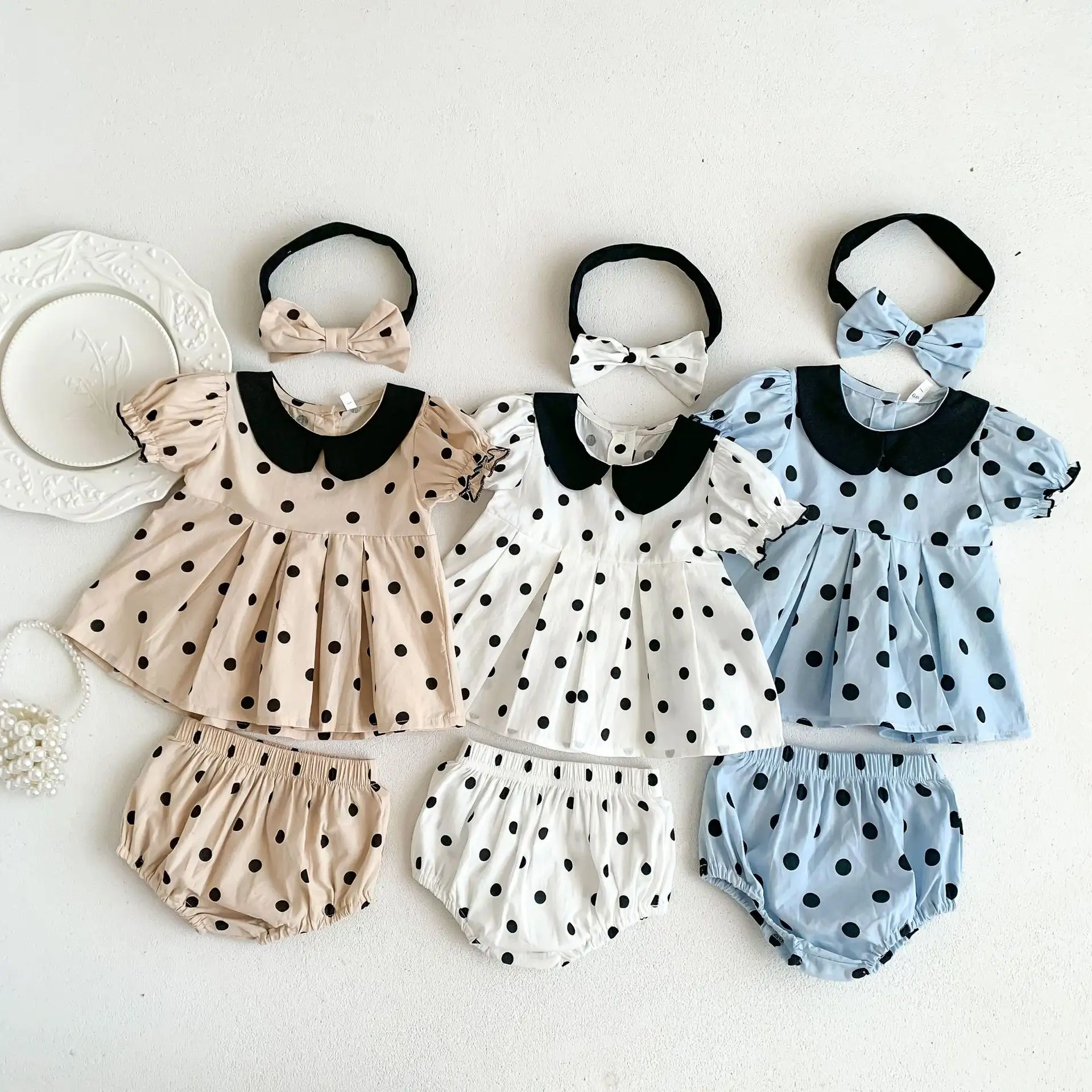 2023 Summer New Baby Clothes Set Infant Cartoon Dot T Shirt + Shorts 2pcs Suit Boy Cotton Set Cute Dot Girl Outfits